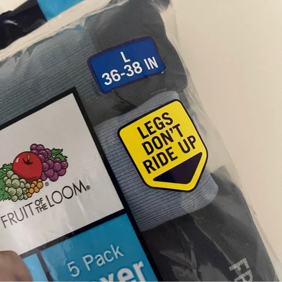 Fruit of the Loom 5 Pack Boxer Briefs L (36-38) Assorted Blues - Picture 4 of 10